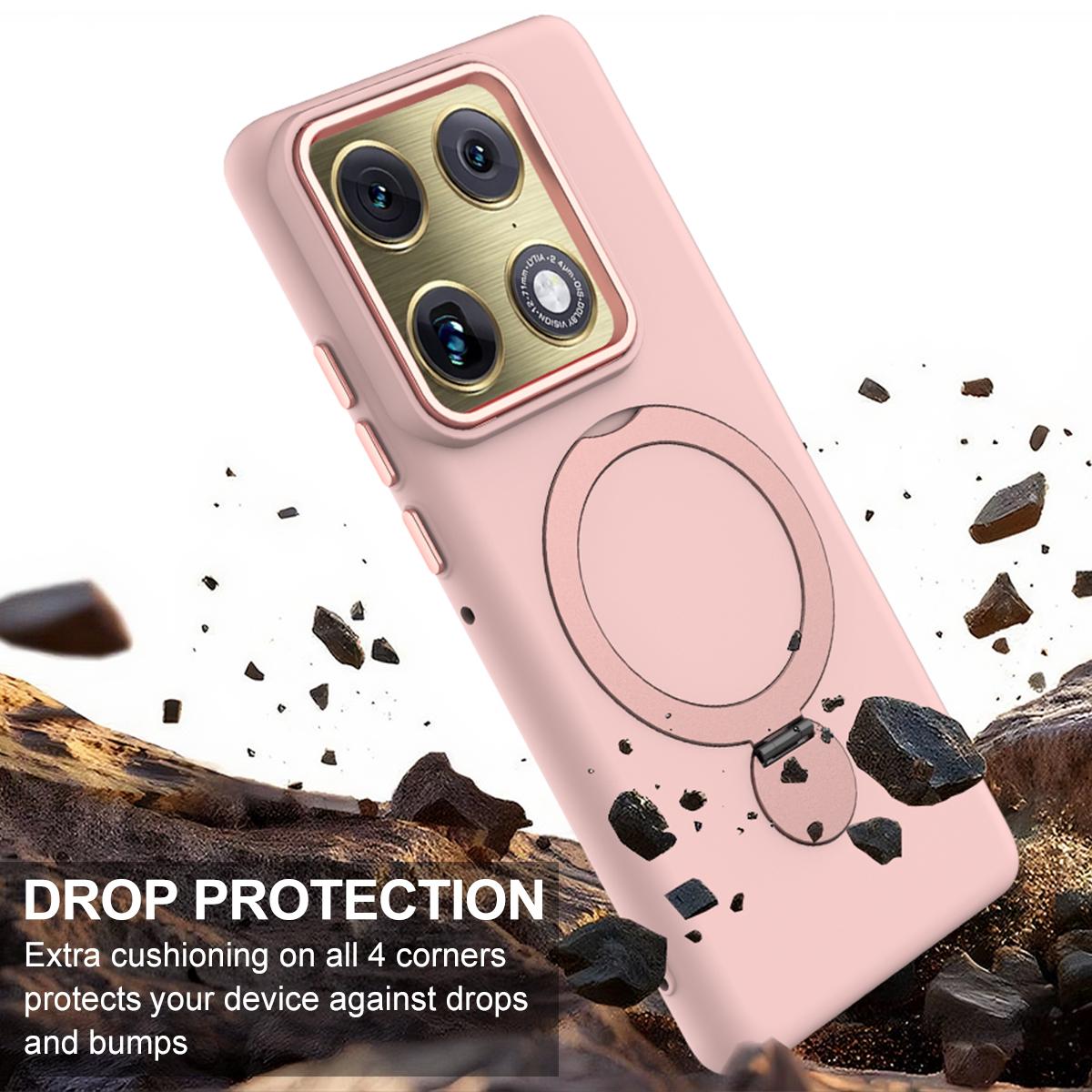 For Motorola Edge 70 Ultra / Signature 5G Gen1.5 Pivot Ring Holder TPU Hybrid PC Phone Case - Pink - EDA008829223B