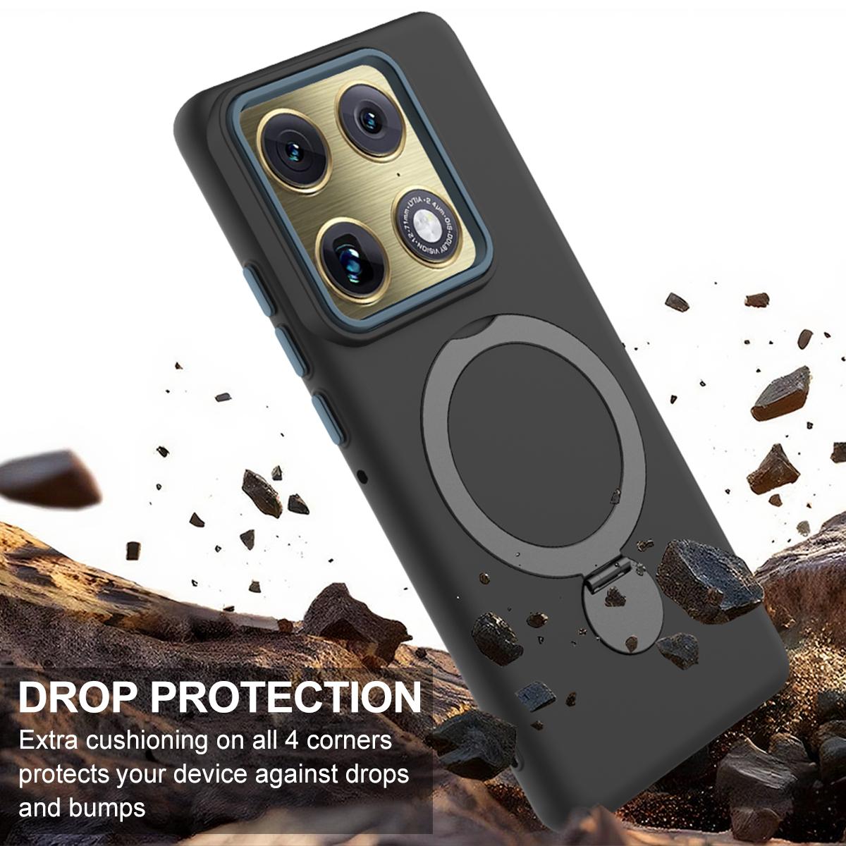 For Motorola Edge 70 Ultra / Signature 5G Gen1.5 Pivot Ring Holder TPU Hybrid PC Phone Case - Black - EDA008829223C