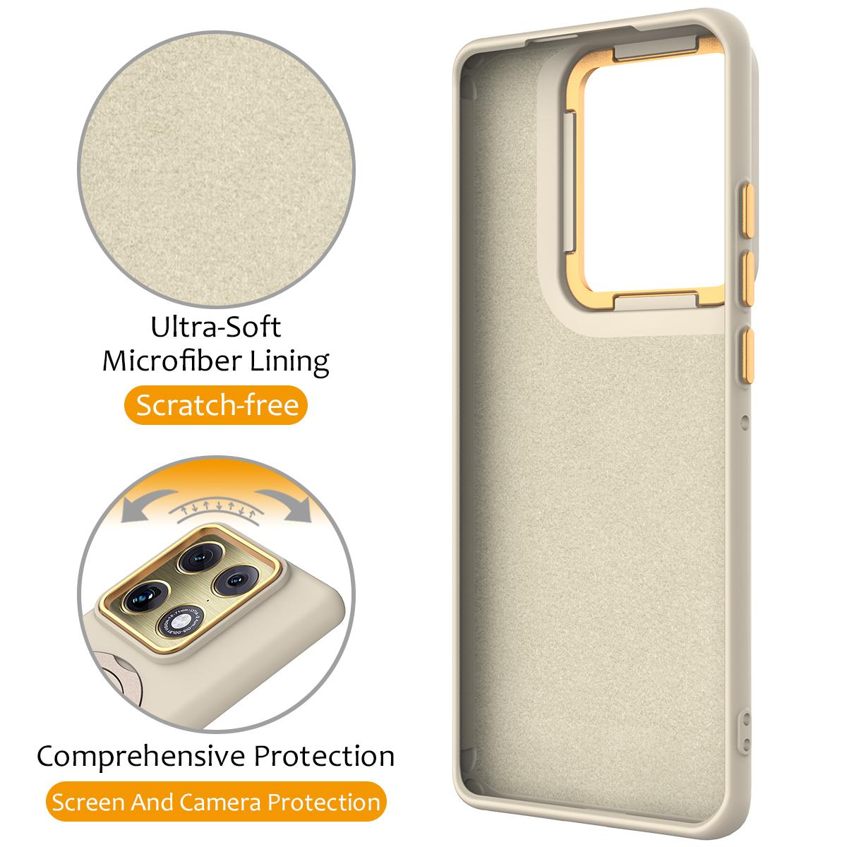 For Motorola Edge 70 Ultra / Signature 5G Gen1.5 Pivot Ring Holder TPU Hybrid PC Phone Case - Apricot - EDA008829223E