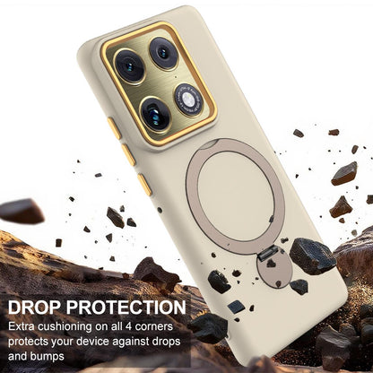 For Motorola Edge 70 Ultra / Signature 5G Gen1.5 Pivot Ring Holder TPU Hybrid PC Phone Case - Apricot - EDA008829223E