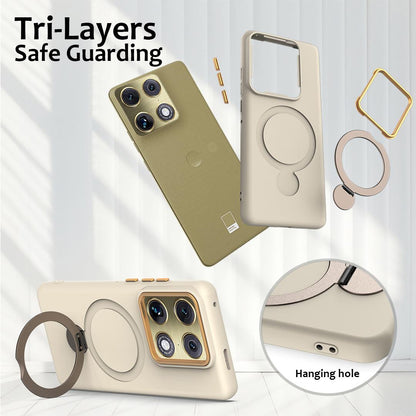 For Motorola Edge 70 Ultra / Signature 5G Gen1.5 Pivot Ring Holder TPU Hybrid PC Phone Case - Apricot - EDA008829223E