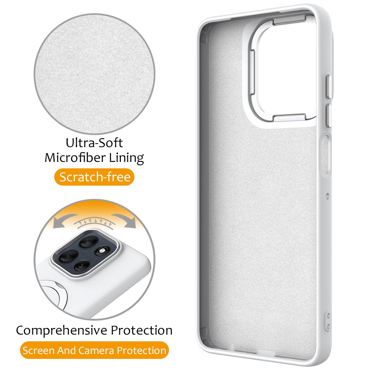 For Motorola Moto G77 Power / G67 Power 5G Gen1.5 Pivot Ring Holder TPU Hybrid PC Phone Case(White)