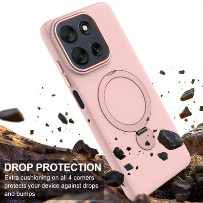 For Motorola Moto G77 Power / G67 Power 5G Gen1.5 Pivot Ring Holder TPU Hybrid PC Phone Case(Pink)