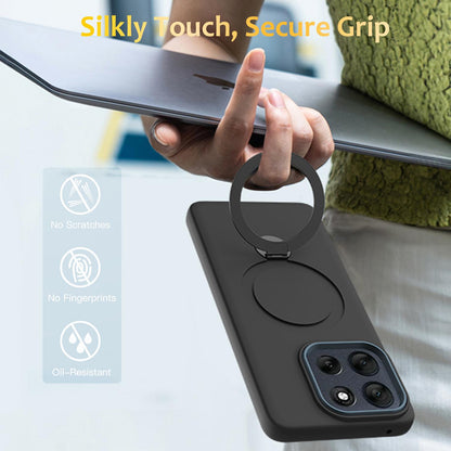 For Motorola Moto G77 Power / G67 Power 5G Gen1.5 Pivot Ring Holder TPU Hybrid PC Phone Case(Black)
