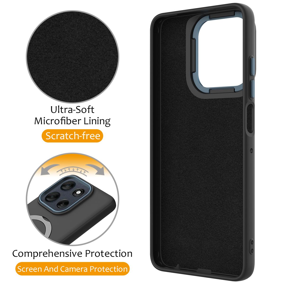 For Motorola Moto G77 Power / G67 Power 5G Gen1.5 Pivot Ring Holder TPU Hybrid PC Phone Case(Black)