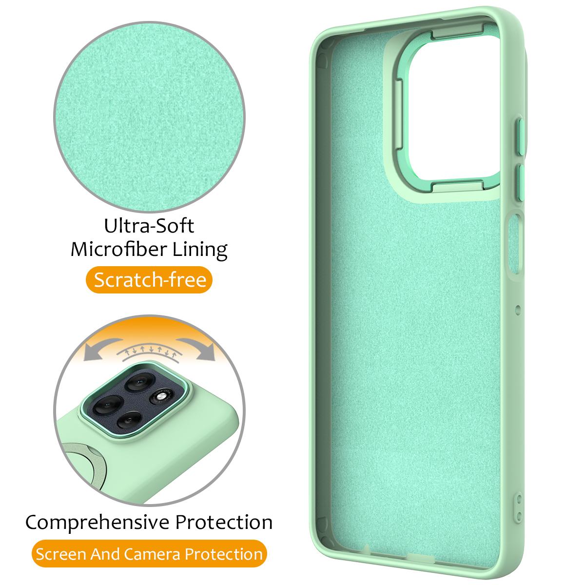 For Motorola Moto G77 Power / G67 Power 5G Gen1.5 Pivot Ring Holder TPU Hybrid PC Phone Case(Green)