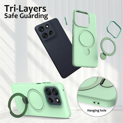 For Motorola Moto G77 Power / G67 Power 5G Gen1.5 Pivot Ring Holder TPU Hybrid PC Phone Case(Green)