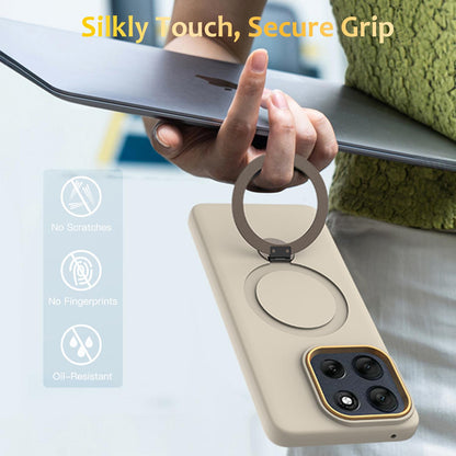 For Motorola Moto G77 Power / G67 Power 5G Gen1.5 Pivot Ring Holder TPU Hybrid PC Phone Case(Apricot)