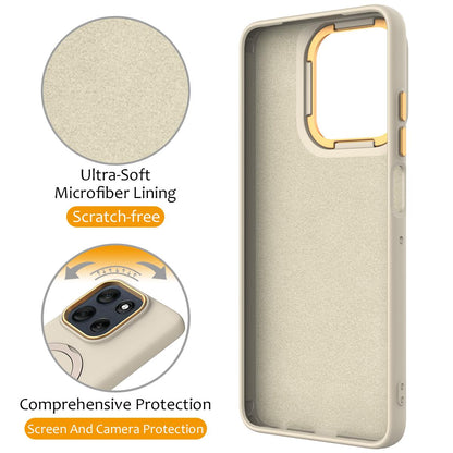 For Motorola Moto G77 Power / G67 Power 5G Gen1.5 Pivot Ring Holder TPU Hybrid PC Phone Case(Apricot)