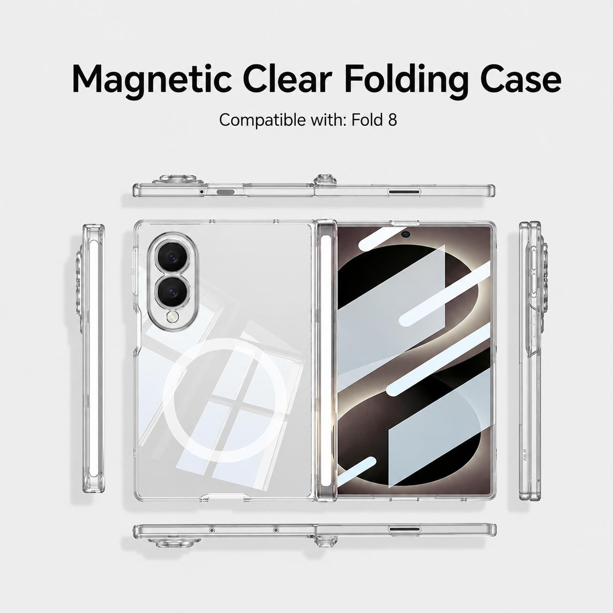 For Galaxy Z Fold8 5G GKK MagSafe Magnetic Folding Transparent Phone Case(Transparent)