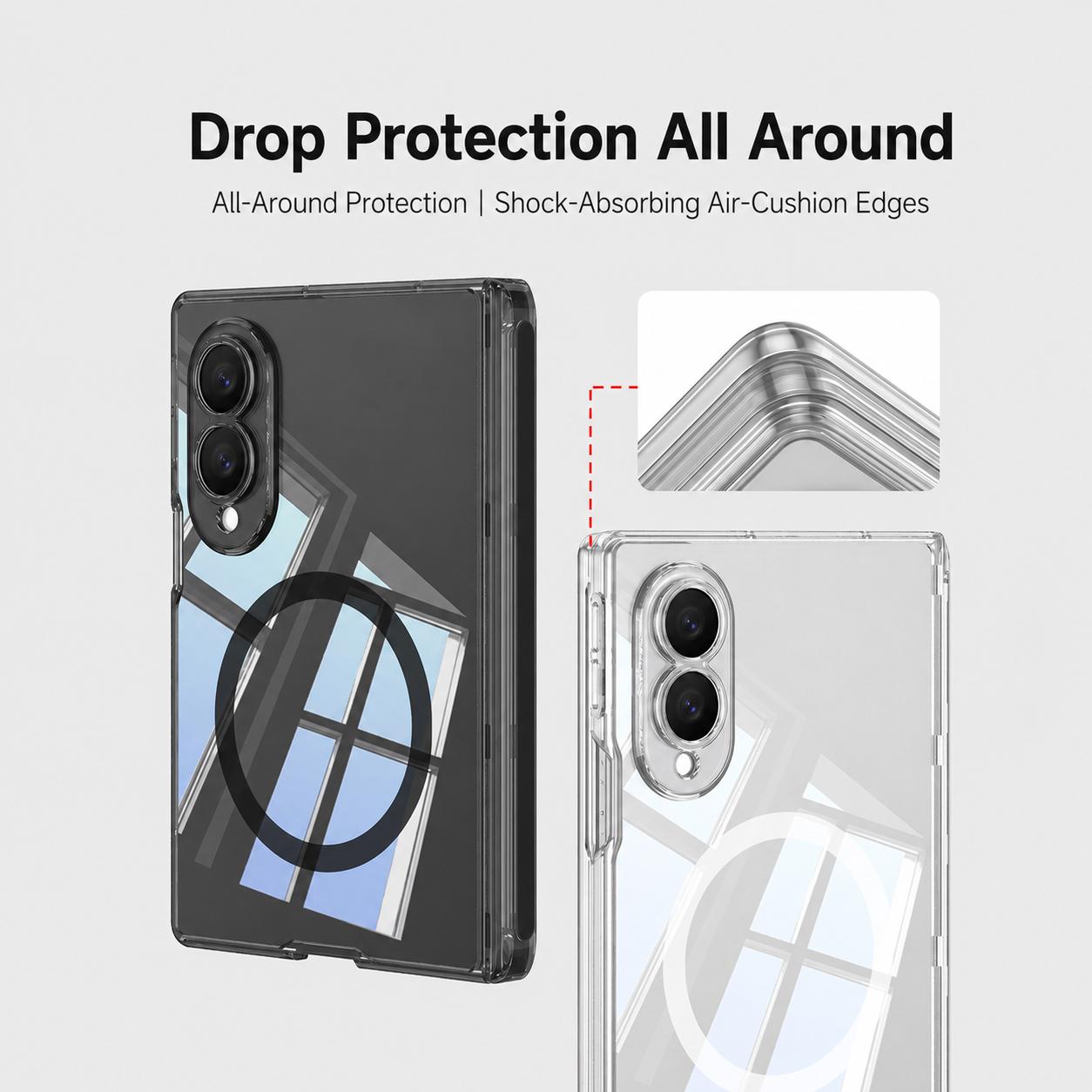 For Galaxy Z Fold8 5G GKK MagSafe Magnetic Folding Transparent Phone Case(Transparent)