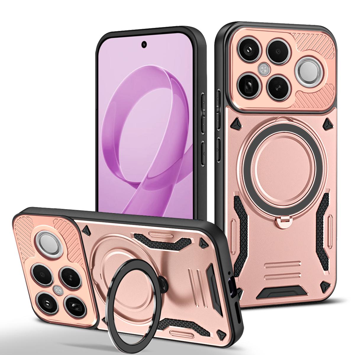 For Redmi K90 Pro Max / Poco F8 Ultra 5G MagSafe 2 in 1 TPU Phone Case with Rotating Holder(Rose Gold)
