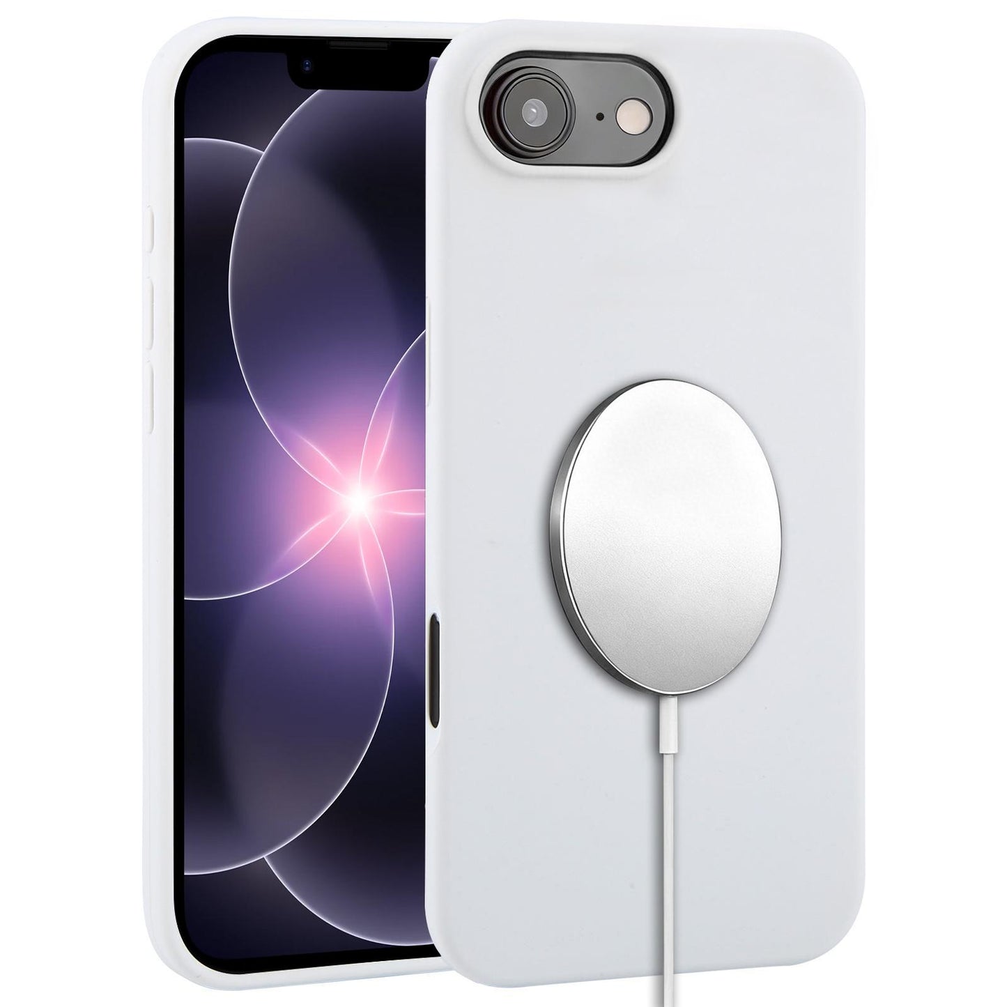 For iPhone 17e / 16e Liquid Silicone Full Coverage MagSafe Phone Case(White)