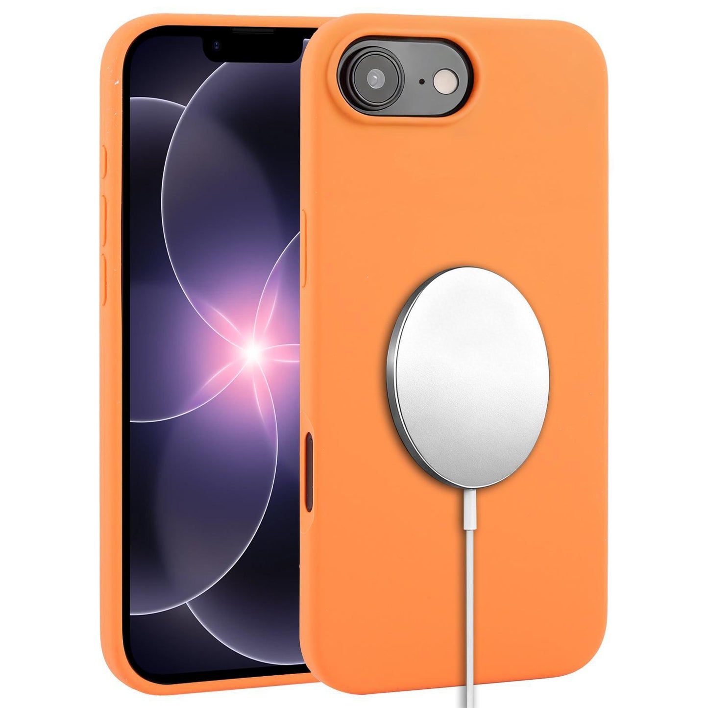 For iPhone 17e / 16e Liquid Silicone Full Coverage MagSafe Phone Case(Orange)