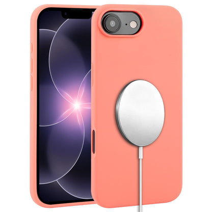 For iPhone 17e / 16e Liquid Silicone Full Coverage MagSafe Phone Case(Pink Orange)