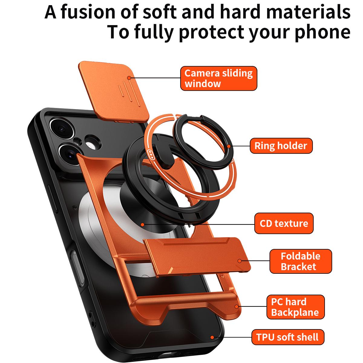 For iPhone 17 Lens Sliding Window Multifunctional Magnetic Shockproof Phone Case - Royal Blue - EDA008865915A