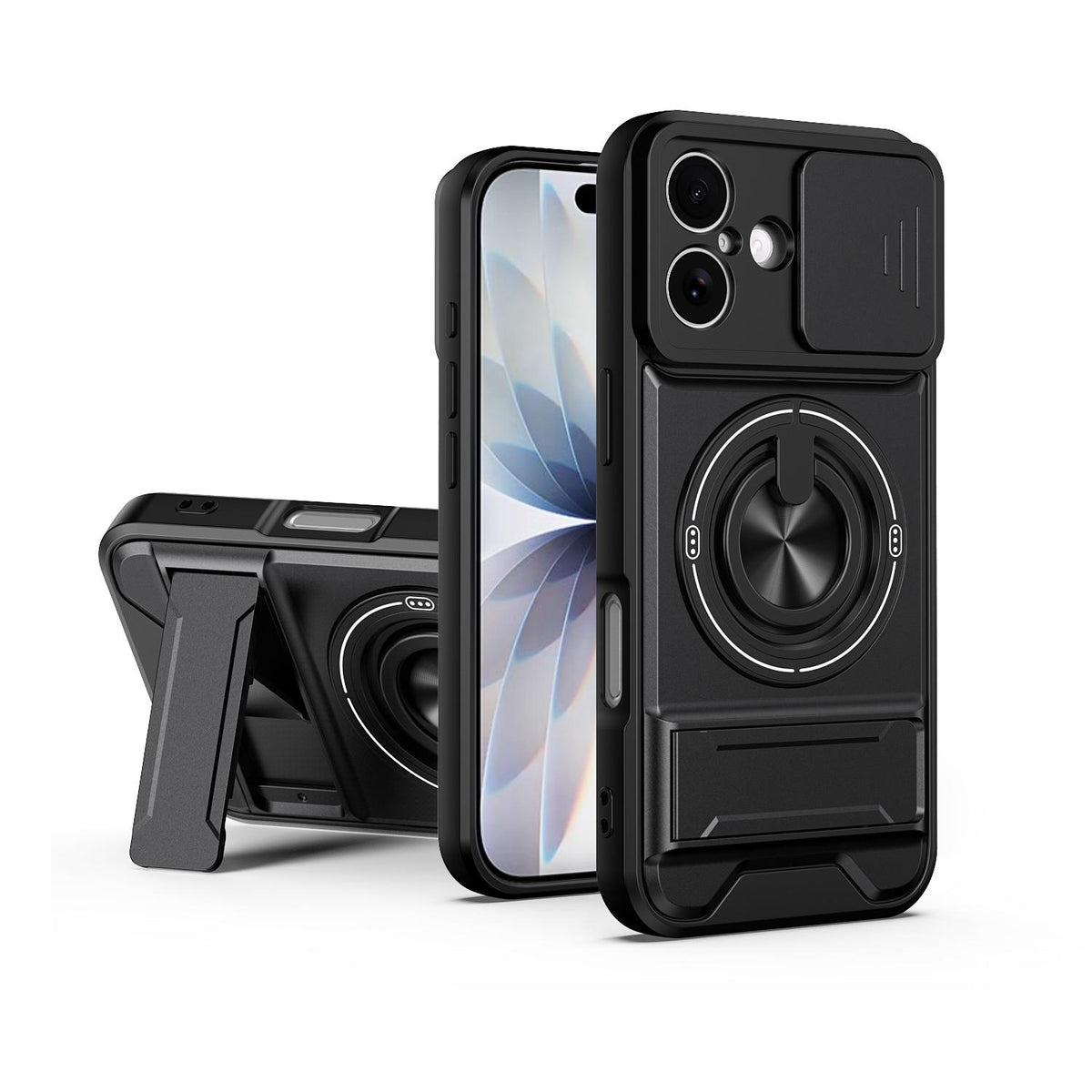 For iPhone 17 Lens Sliding Window Multifunctional Magnetic Shockproof Phone Case - Black - EDA008865915B
