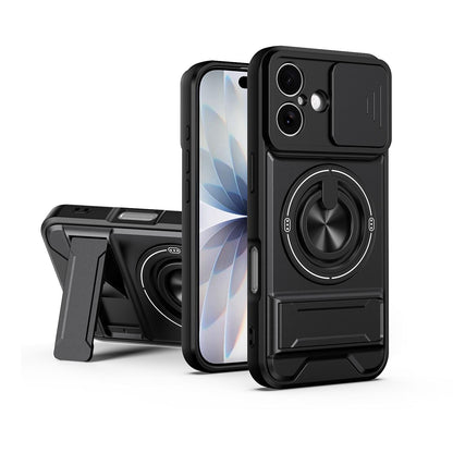 For iPhone 17 Lens Sliding Window Multifunctional Magnetic Shockproof Phone Case - Black - EDA008865915B