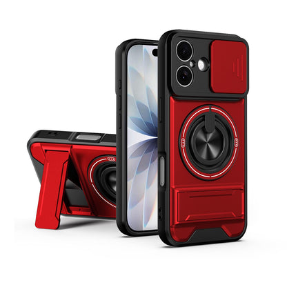 For iPhone 17 Lens Sliding Window Multifunctional Magnetic Shockproof Phone Case - Red - EDA008865915C