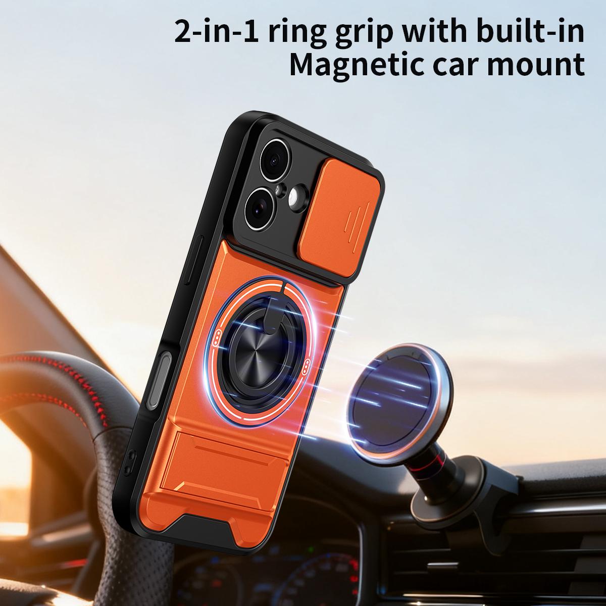 For iPhone 17 Lens Sliding Window Multifunctional Magnetic Shockproof Phone Case - Red - EDA008865915C