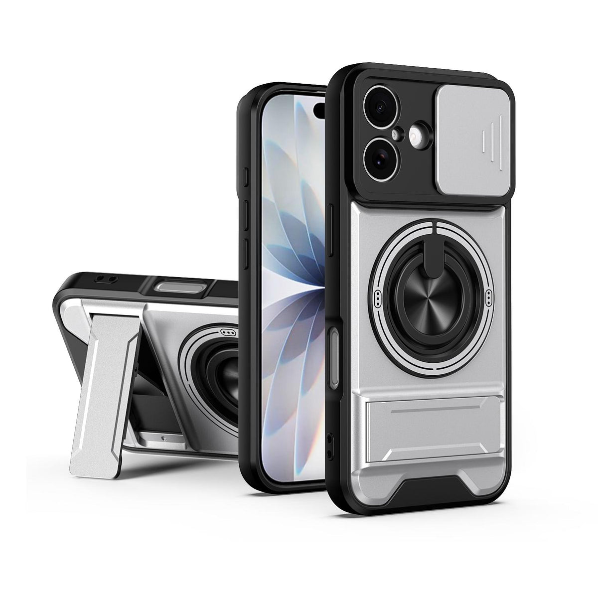 For iPhone 17 Lens Sliding Window Multifunctional Magnetic Shockproof Phone Case - Titanium Gray - EDA008865915D