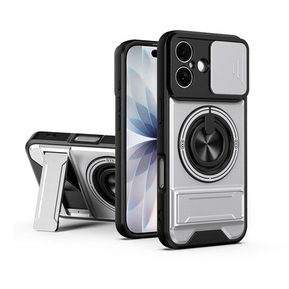 For iPhone 17 Lens Sliding Window Multifunctional Magnetic Shockproof Phone Case - Titanium Gray - EDA008865915D