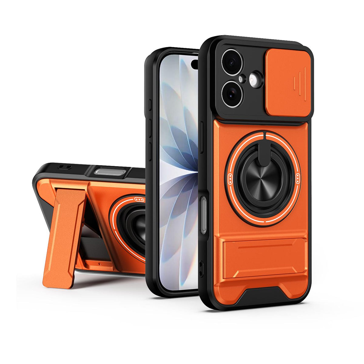 For iPhone 17 Lens Sliding Window Multifunctional Magnetic Shockproof Phone Case - Orange - EDA008865915E