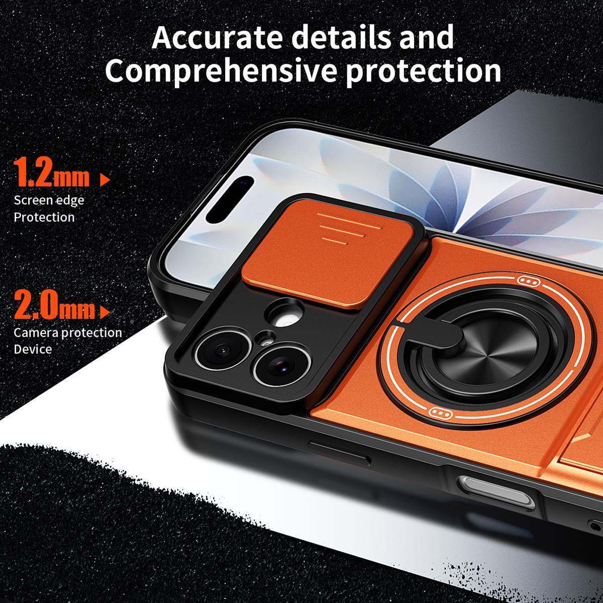 For iPhone 17 Lens Sliding Window Multifunctional Magnetic Shockproof Phone Case - Orange - EDA008865915E