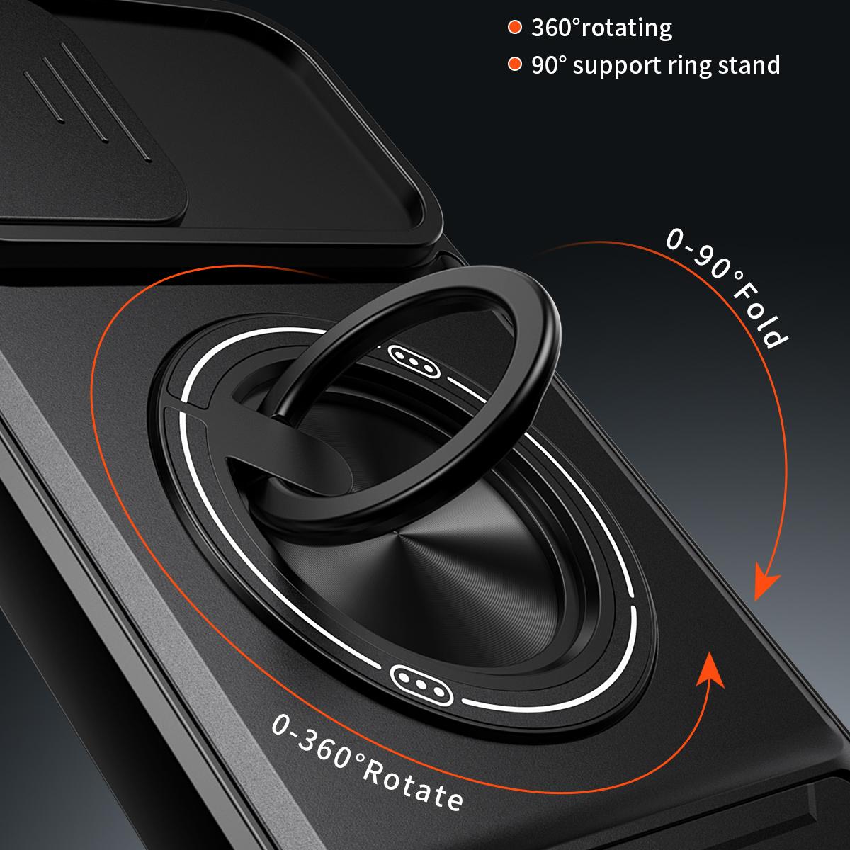 For iPhone 14 Plus Lens Sliding Window Multifunctional Magnetic Shockproof Phone Case - Red - EDA008865916C