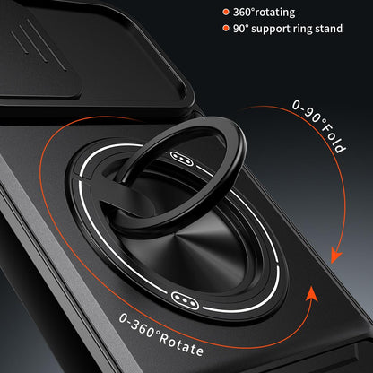 For iPhone 14 Plus Lens Sliding Window Multifunctional Magnetic Shockproof Phone Case - Red - EDA008865916C