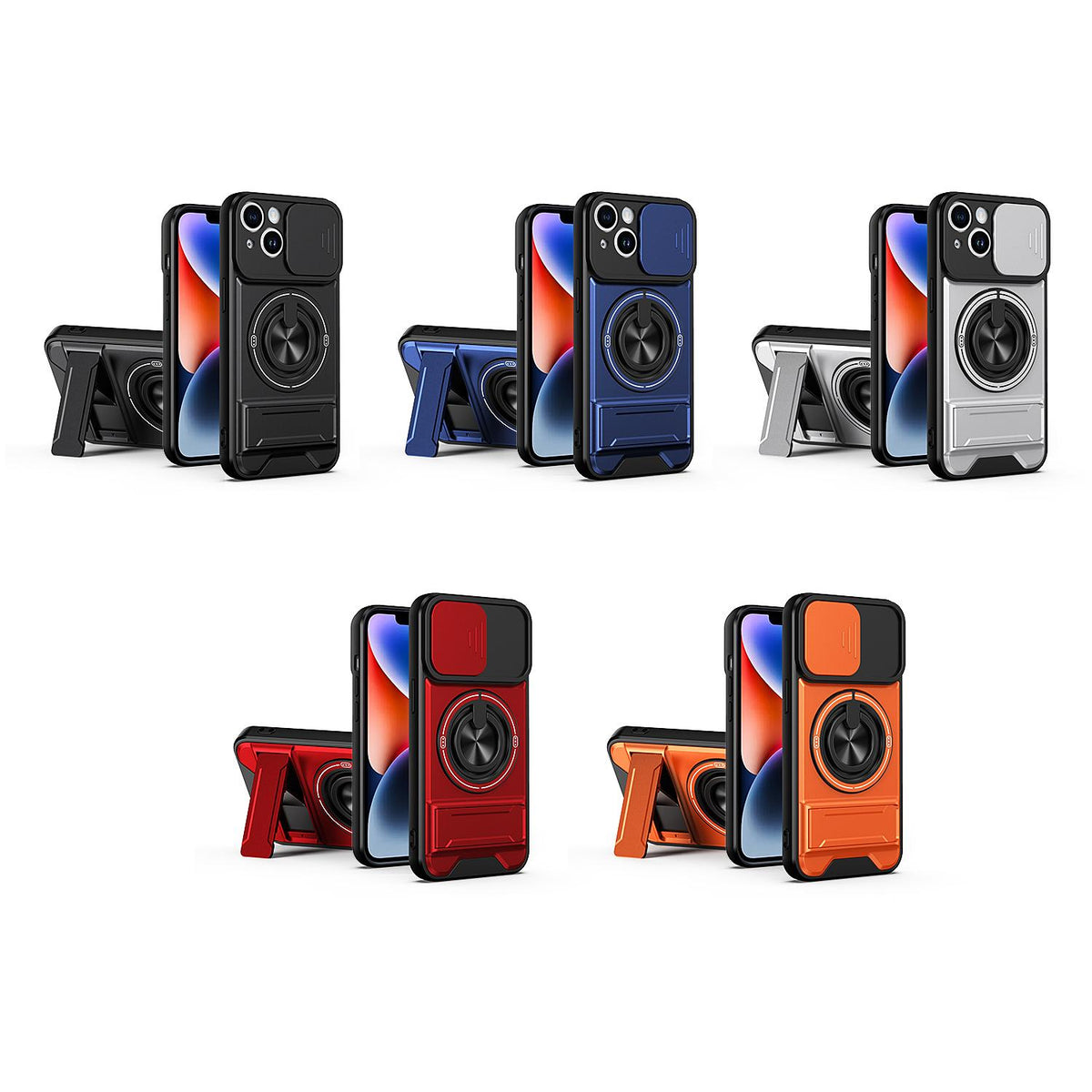 For iPhone 14 Lens Sliding Window Multifunctional Magnetic Shockproof Phone Case - Black - EDA008865917B