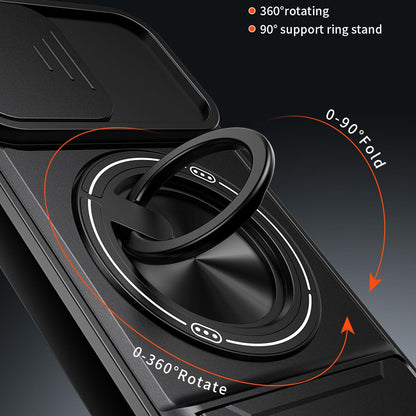 For iPhone 14 Lens Sliding Window Multifunctional Magnetic Shockproof Phone Case - Black - EDA008865917B