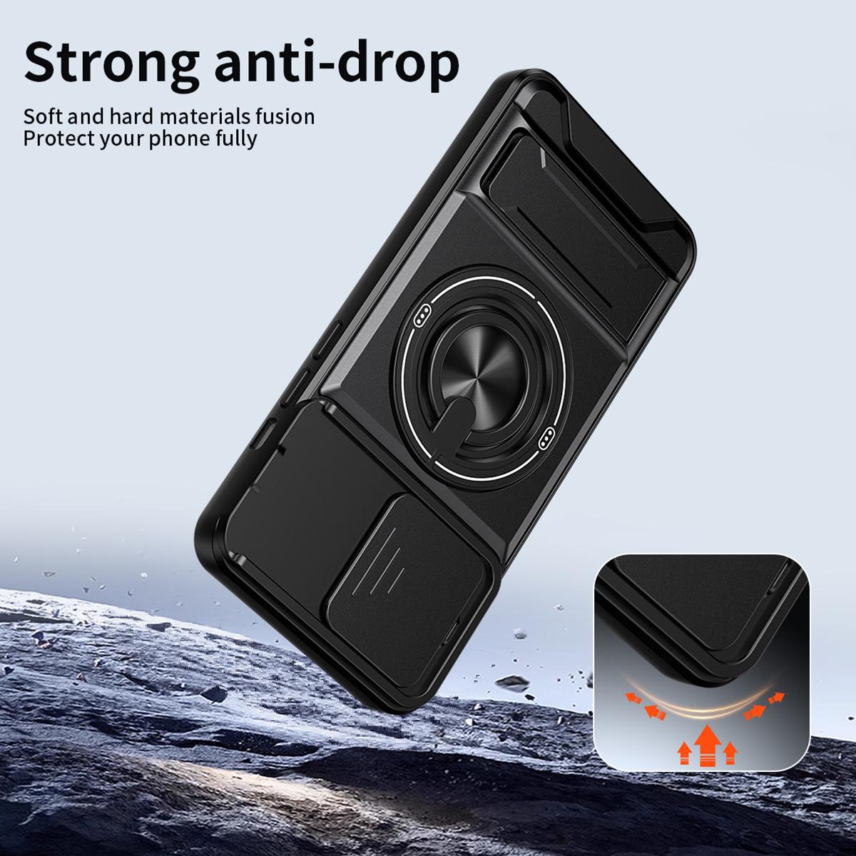 For iPhone 14 Pro Lens Sliding Window Multifunctional Magnetic Shockproof Phone Case - Titanium Gray - EDA008865918D