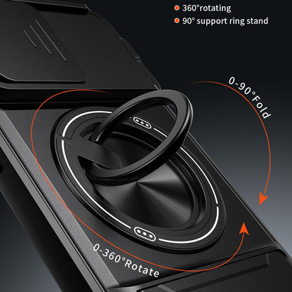 For iPhone 14 Pro Lens Sliding Window Multifunctional Magnetic Shockproof Phone Case - Titanium Gray - EDA008865918D