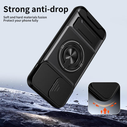 For iPhone 14 Pro Max Lens Sliding Window Multifunctional Magnetic Shockproof Phone Case - Titanium Gray - EDA008865919D