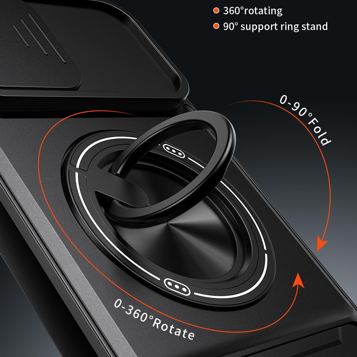 For iPhone 14 Pro Max Lens Sliding Window Multifunctional Magnetic Shockproof Phone Case - Titanium Gray - EDA008865919D