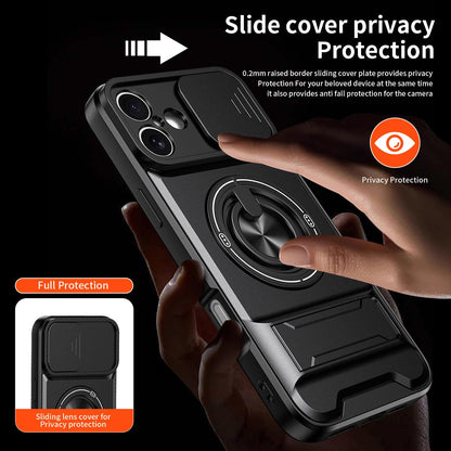 For iPhone 16 Plus Lens Sliding Window Multifunctional Magnetic Shockproof Phone Case - Red - EDA008865920C