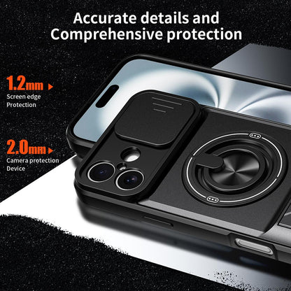 For iPhone 16 Plus Lens Sliding Window Multifunctional Magnetic Shockproof Phone Case - Titanium Gray - EDA008865920D