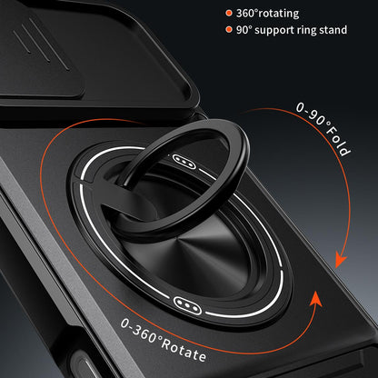 For iPhone 16 Plus Lens Sliding Window Multifunctional Magnetic Shockproof Phone Case - Orange - EDA008865920E