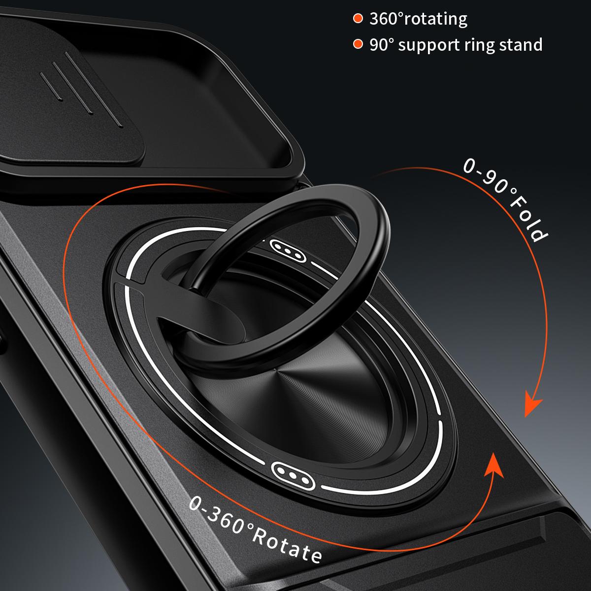 For iPhone 13 Lens Sliding Window Multifunctional Magnetic Shockproof Phone Case - Titanium Gray - EDA008865922D
