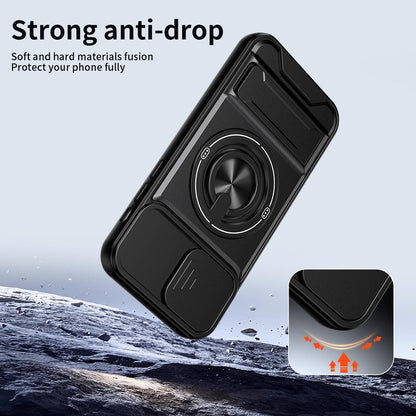 For iPhone 12 Pro Lens Sliding Window Multifunctional Magnetic Shockproof Phone Case - Royal Blue - EDA008865923A