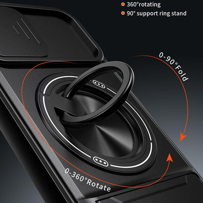 For iPhone 12 Pro Lens Sliding Window Multifunctional Magnetic Shockproof Phone Case - Black - EDA008865923B