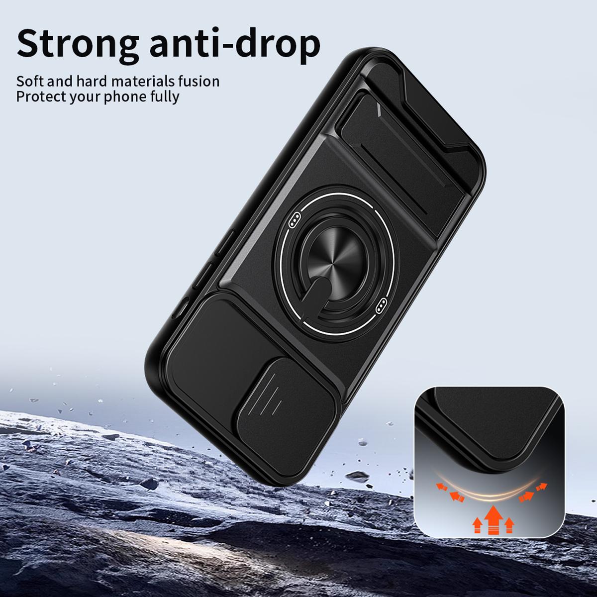 For iPhone 12 Pro Lens Sliding Window Multifunctional Magnetic Shockproof Phone Case - Red - EDA008865923C