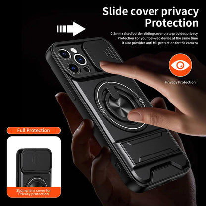 For iPhone 12 Pro Lens Sliding Window Multifunctional Magnetic Shockproof Phone Case - Titanium Gray - EDA008865923D