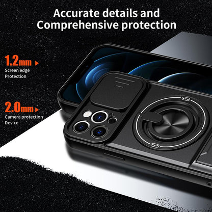 For iPhone 12 Pro Lens Sliding Window Multifunctional Magnetic Shockproof Phone Case - Orange - EDA008865923E