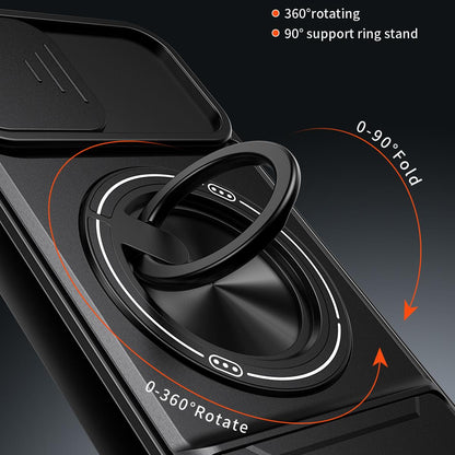 For iPhone 12 Lens Sliding Window Multifunctional Magnetic Shockproof Phone Case - Red - EDA008865924C