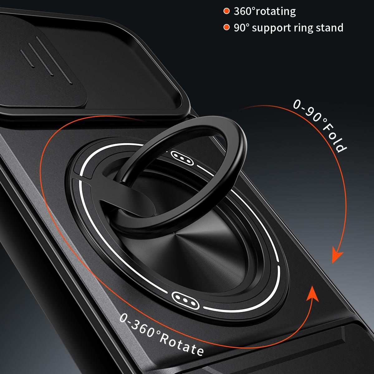 For iPhone 12 Lens Sliding Window Multifunctional Magnetic Shockproof Phone Case - Orange - EDA008865924E
