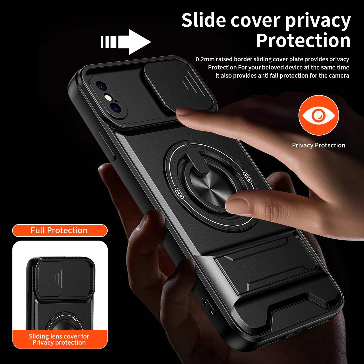 For iPhone XS Max Lens Sliding Window Multifunctional Magnetic Shockproof Phone Case - Red - EDA008865925C