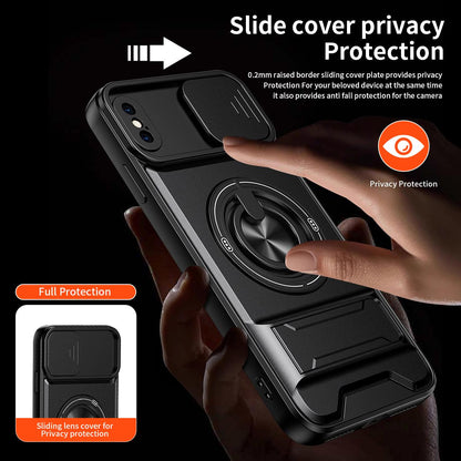 For iPhone XS Max Lens Sliding Window Multifunctional Magnetic Shockproof Phone Case - Red - EDA008865925C