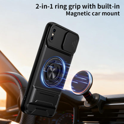 For iPhone XS Max Lens Sliding Window Multifunctional Magnetic Shockproof Phone Case - Red - EDA008865925C